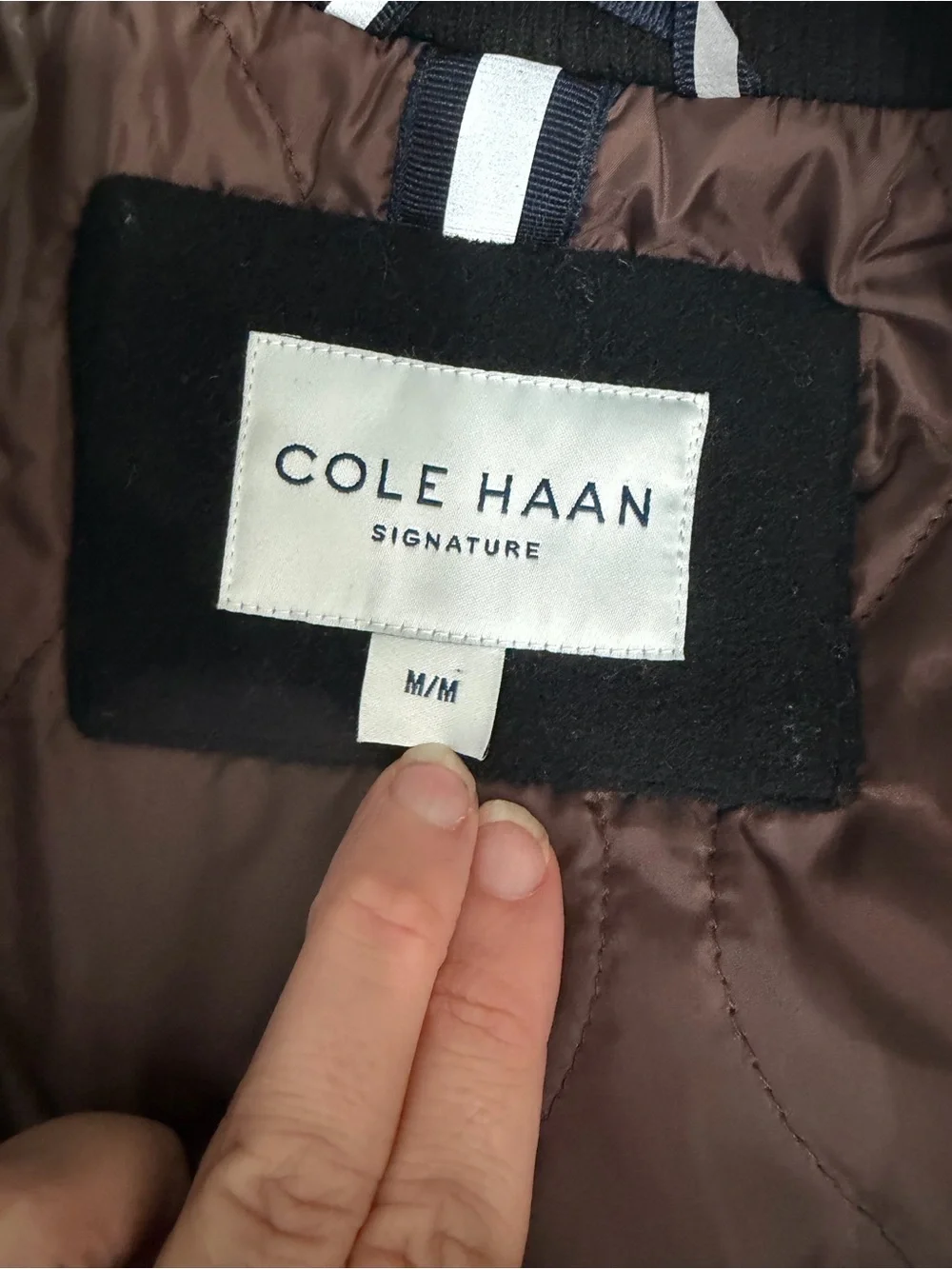 Cole Haan Mens Medium $598 Wool Black Winter Coat Quilted Lined